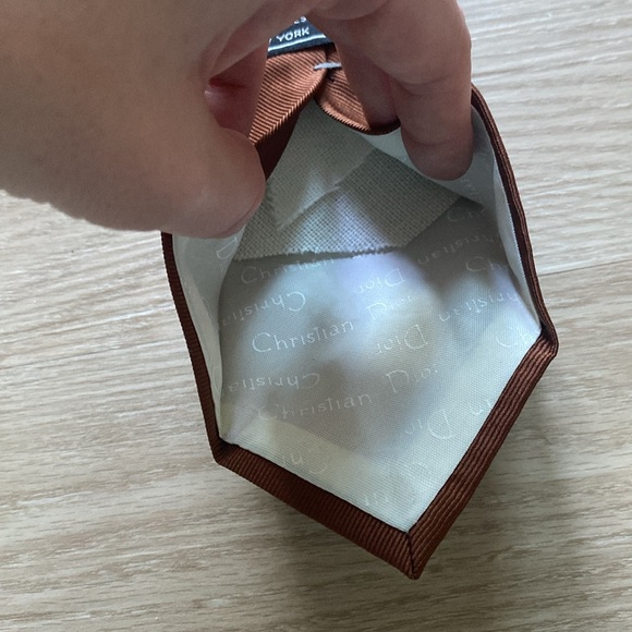 Vintage Dior Logo Bullocks Cognac Terracotta Rustic Woven Poly Silk Twill Tie - Picture 7 of 13